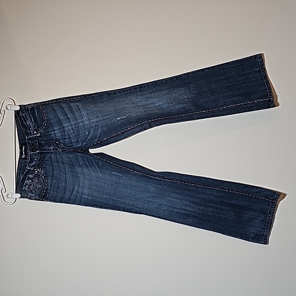 Petrol Jenna Blue Jeans Denim Bootcut Low-Rise Embroidered Stitching Cross 26